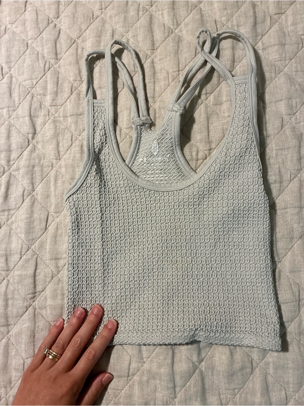 Free People Light Gray Knit Workout Tank